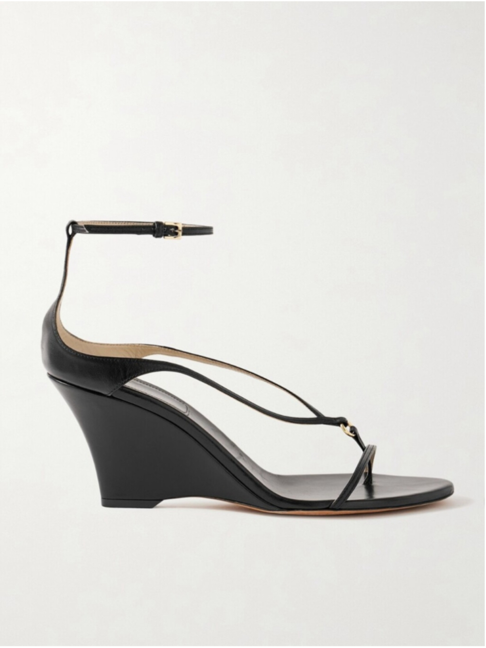 KHAITE Marion Ankle Strap Wedge Sandal Size 39 Made In Italy Leather Wedges